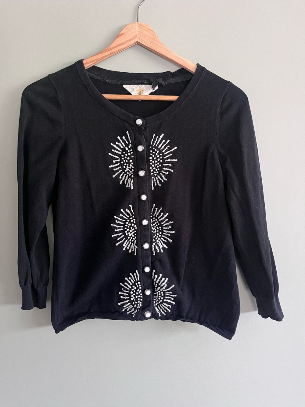 Anthropologie WHR Black Embellished Button-Front Women's Cardigan